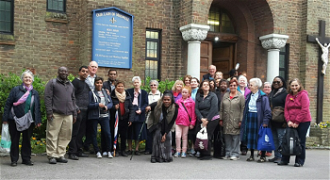Walkers at Our Lady of Muswell church