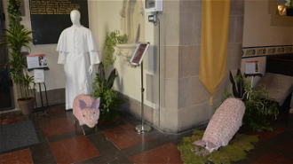 ACN founder, Fr Werenfried-inspired floral display at 'The Work of your Hands' event