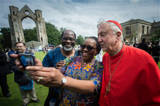 Selfie with Cardinal Nichols at Walsingham image: M Mazur CCN