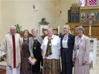 Father Tony Rohan, PP, with Caroline, Convenor and Formator, Monique, Jane, Christine and Susan Salam, Assistant Convenor. (See an additional pic on ICN's Facebook Page.  