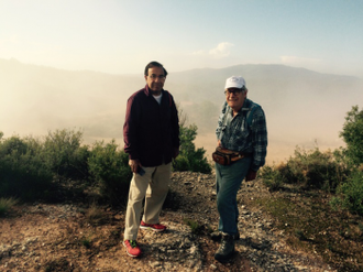 Hossein and Bill with Montserrat on the horizon