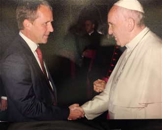 Matthew Carter with Pope Francis