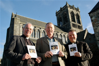 l-r: Rev Alan Birss, Tom Higgins, Bishop John Keenan