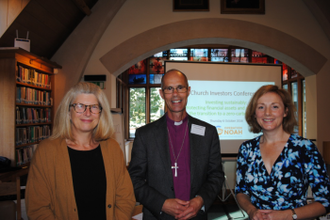 Bishop Richard Cheetham with Pilita Clark and Sian Ferguson image Operation Noah