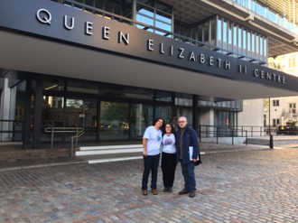 Leticia, Maria and Fr Rodrigo at vigil site