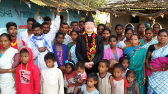 Nepal, Bishop Simick with parishioners before 2014 quake