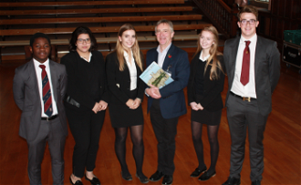 John McCarthy with sixth formers 