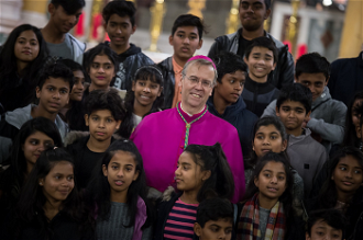 Young people with Bishop Nicholas Hudson