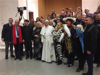 Pope with artists from Golden Circus