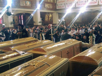 Coptic Orthodox Pope Tawadros II  leads funeral 