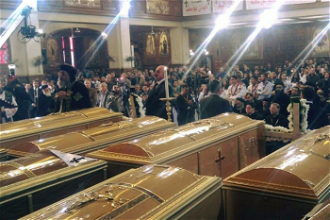 Coptic Orthodox Pope Tawadros II  leads funeral 