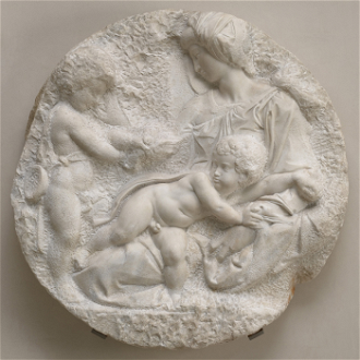 Credit Suisse Exhibition: Michelangelo & Sebastiano, Michelangelo, National Gallery, Taddei Tondo, The Virgin and Child with the Infant St John