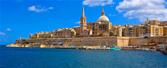 St Paul's Cathedral spire towers over Valletta skyline