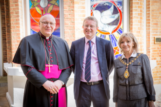 i-r: Bishop John Wilson, Auxiliary, Headmaster Andrew Johnson, Mayor of Ealing, Cllr Dr Patricia Walker Dawn