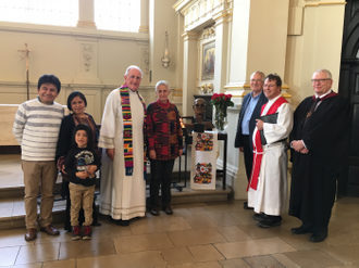 Sr Martha (centre) with l-r: Phaksi Coca, Fr Joe Ryan, Julian Filochowski, Rev Richard Carter, Rev David Cornick