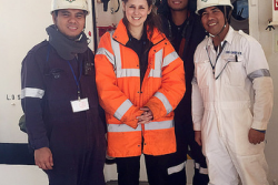 Bryony with crew on MV Cape Genesis