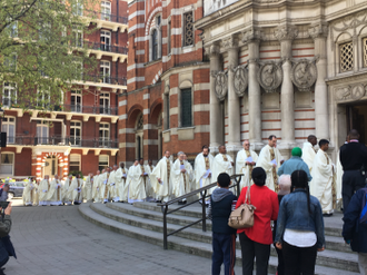 Clergy processing into Cathedral for Chrism Mass  - image JS/ICN