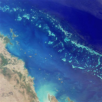 Satellite image. Part of Great Barrier Reef