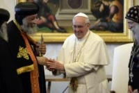 Pope Francis welcomes Pope Tawadros to Rome in 2013