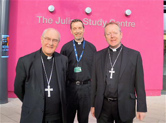 L-R: Bishop Alan Hopes, UEA Catholic chaplain Dr Andrew Eburne and Archbishop Eamon Martin at UEA