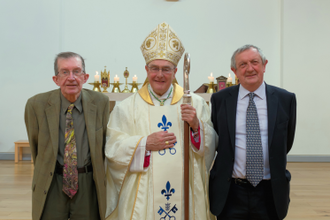 l-r:  Professor Nicholas Lash, Bishop Alan Hopes,  Professor Eamon Duffy