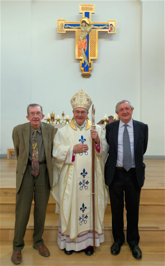 l-r:  Professor Nicholas Lash, Bishop Alan Hopes,  Professor Eamon Duffy