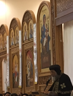 HH Pope Tawadros II delivers address at Coptic Cathedral
