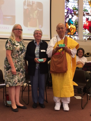 L-R: Greet Vanaerschot with Nan Saeki and Rev Nagase