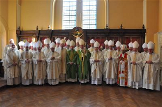 Cardinal Nichols, Archbishop Adams with many of the celebrants at today's Mass