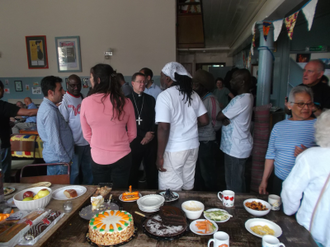 Bishop Sherrington at the Catholic Worker House