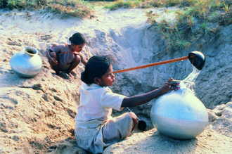 Women collecting water