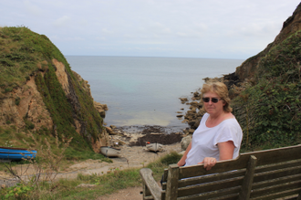 Ellen Teague at Porthgwarra Beach - one  Poldark location