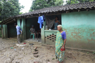 Lauti Tharu's home was badly flooded in  Bardiya, Nepal