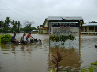Flooded Catholic school in Fiji