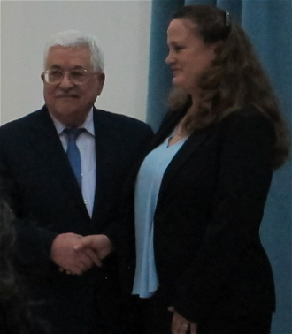 President Abbas with Rev Dr Mae Elise Cannon in Ramallah