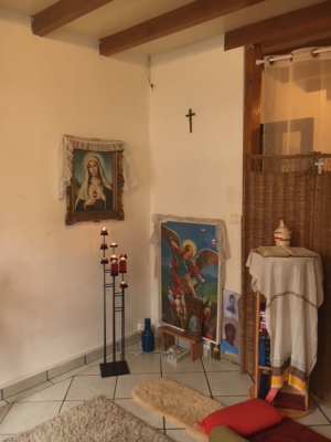 Quiet prayer space at  Catholic Worker House, Calais