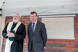 Abbot Martin Shipperlee and Professor Francis Campbell during  opening ceremony at St Benedicts