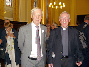 Paddy Phelan, SPICMA honorary director, and his brother Fr Bernard Phelan at the jubilee celebration last year. SPICMA was founded to support Fr Phelan's first parish, in Uganda.