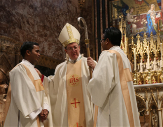 Anuranjan Ekka and George Stephen Thayriam with Bishop Sherrington