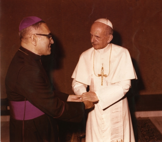 Archbishop Romero meets with Pope Paul V on 21 June 1976