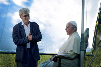 Wim Wenders with Pope Francis