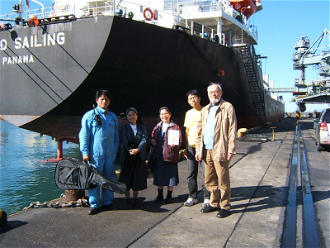 Fr Hubert with seafarers and ship visitors