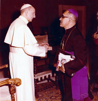 Pope Paul VI with Archbishop Oscar Romero