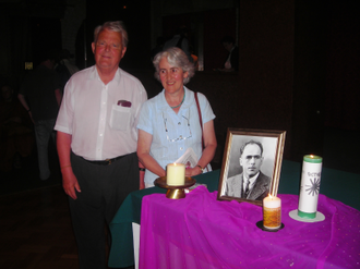 Bruce Kent, Valerie Flessati at a Jaegerstaetter service