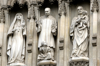 Oscar Romero's statue above Westminster Abbey's Great West Door
