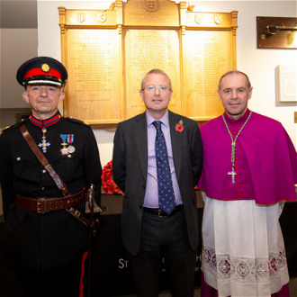 Ealing Deputy Lieutenant, Richard Kornicki, CBE, Headmaster Andrew Johnson, Bishop Paul Mason