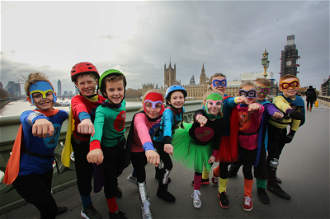 Superheroes on Westminster Bridge
