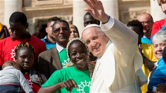 Pope with refugees at General Audience