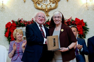 President Michael D Higgins with Sr Bridget