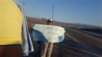 Roche campaigner at Cerrejon coal mine